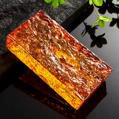Gạch kính màu cam vân mây 200x100x50mm AVSING