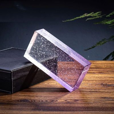 Gạch kính 2 màu trắng tím tinh thể 200x100x50mm AVSING